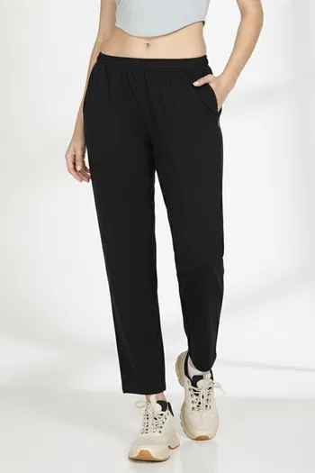 Buy Zivame 2 Mile Fashion Knit Cotton Loungewear Bottom - Black Beauty